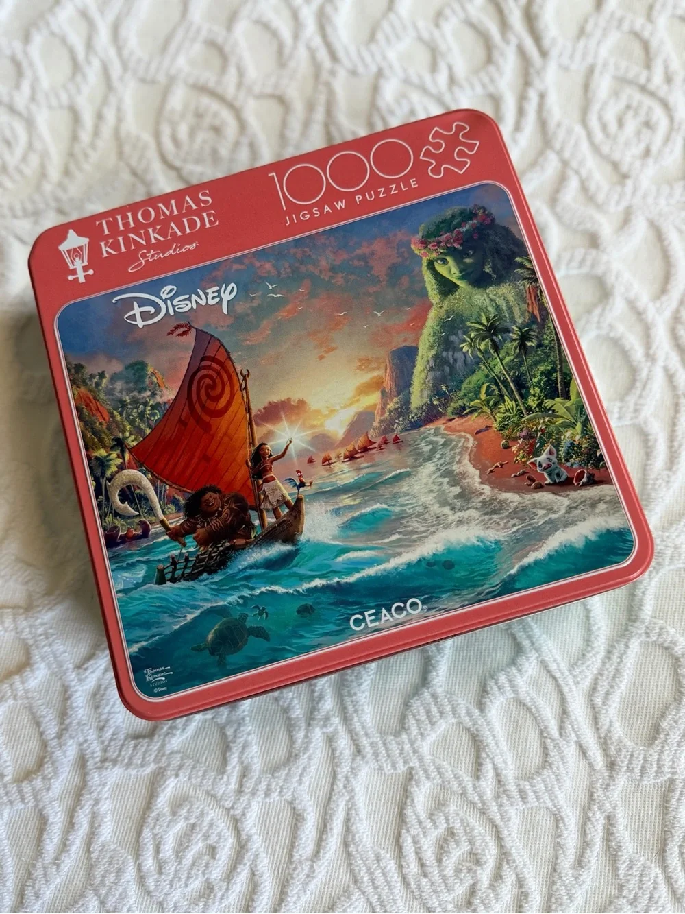 New Collector Tin Disney Thomas Kinkade Moana 1000-Piece Jigsaw Puzzle -